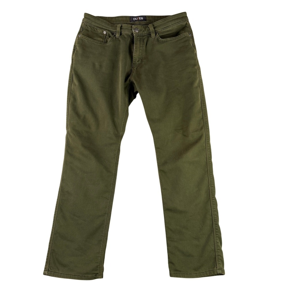 DU/ER Relaxed Fit Performance Denim Mens 33 Olive Green N2X Commuter Pants